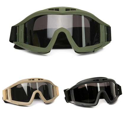 Tactical Goggles with 3 Interchangeable Lenses