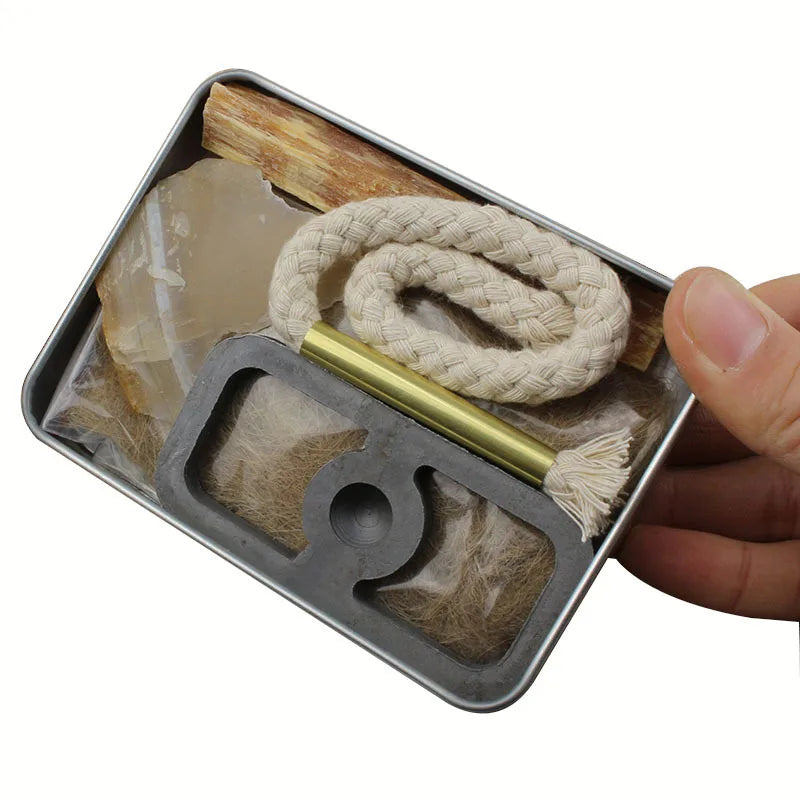 1pc New Camping EDC Fire Sickle Stone Flint & Cotton Rope Set