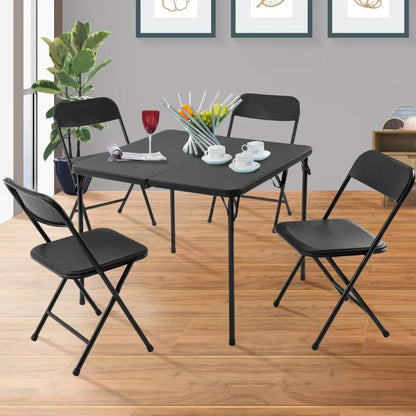 Mainstays 5-Piece Black Resin Card Table and Chair Set