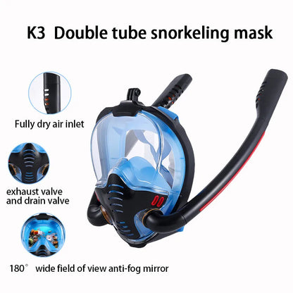 Double Tube Full Face Snorkeling Mask