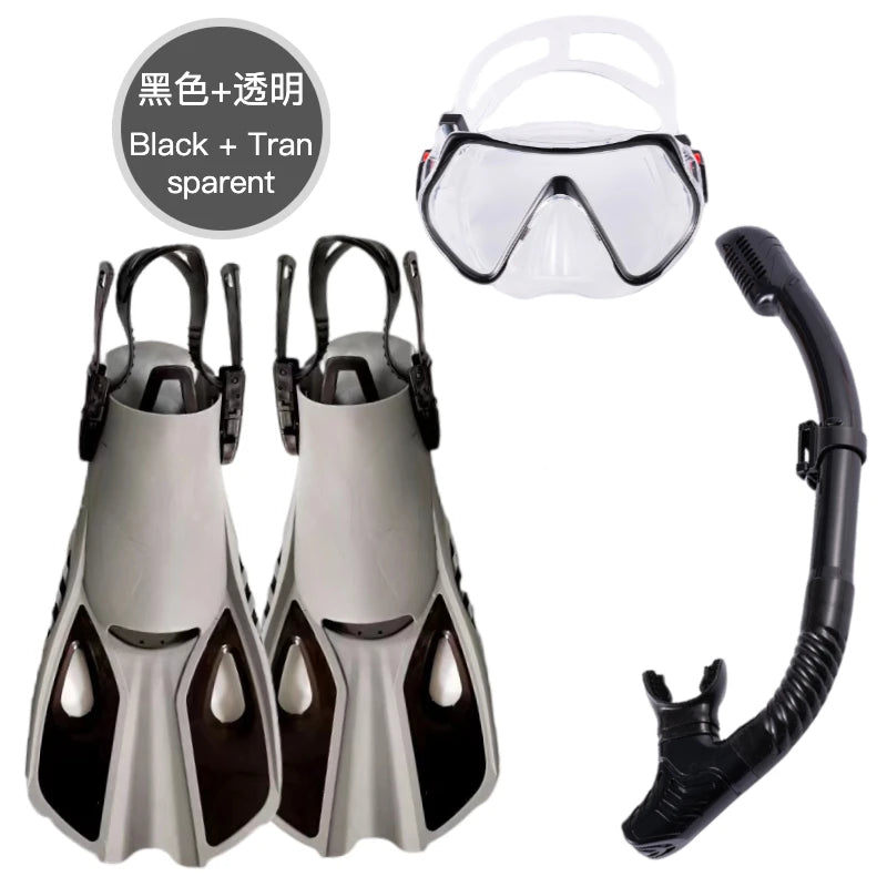 Professional Wide-Angle Mask & Dry Snorkel with Efficient Diving Fins - getsurvivalgadgets.com