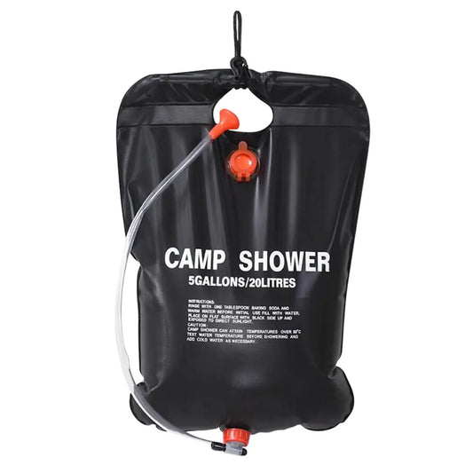 Solar-Heated 20L Camping Shower: Collapsible Water Canister with Temperature Indicator for Outdoor Adventures - getsurvivalgadgets.com