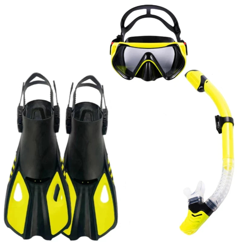 Professional Wide-Angle Mask & Dry Snorkel with Efficient Diving Fins - getsurvivalgadgets.com