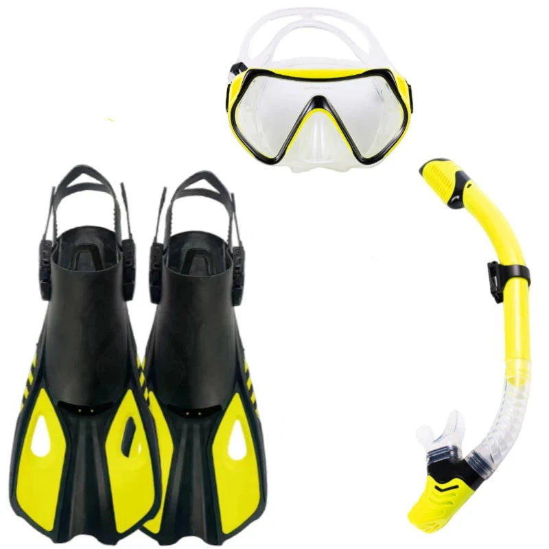 Professional Wide-Angle Mask & Dry Snorkel with Efficient Diving Fins - getsurvivalgadgets.com